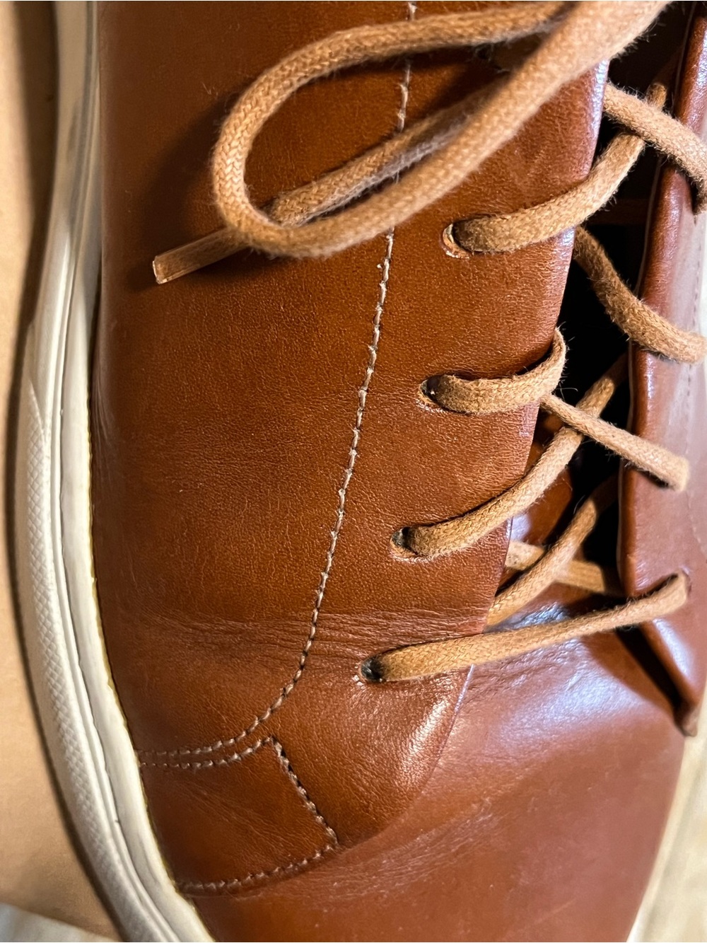 Granstone saddle Tan Minerva Leather Low-Top Sneakers - Picture 3 of 12